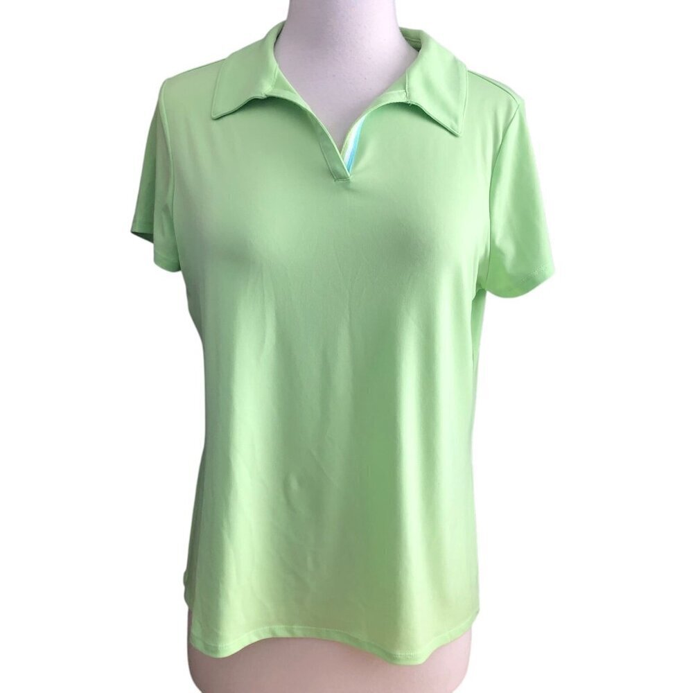 Weekends Chico's Polo Top Women's size 1 S Lime Green Short Sleeve Tennis NEW